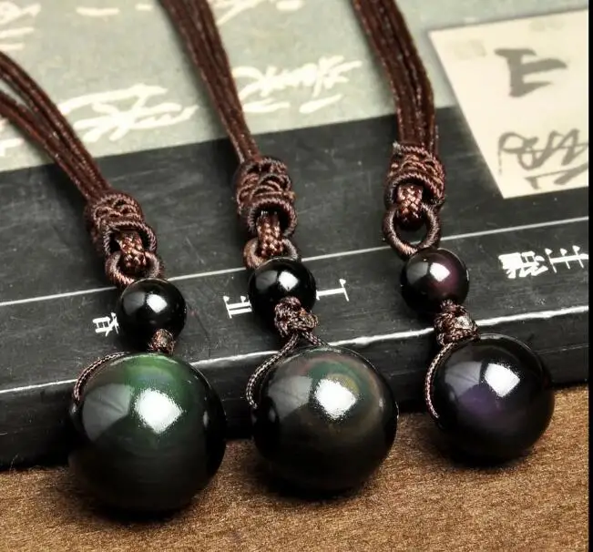 Натуральный драгоценный камень искусственный черный обсидиан радужные бусины