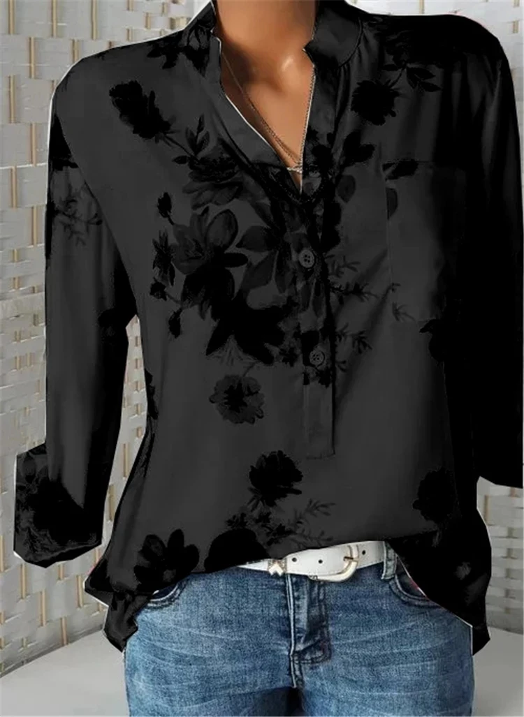 

NEW Temperament Fashion Long Sleeve Shirt Women's Wild Loose Long Sleeve Shirt Large Size Casual Button Women's Top