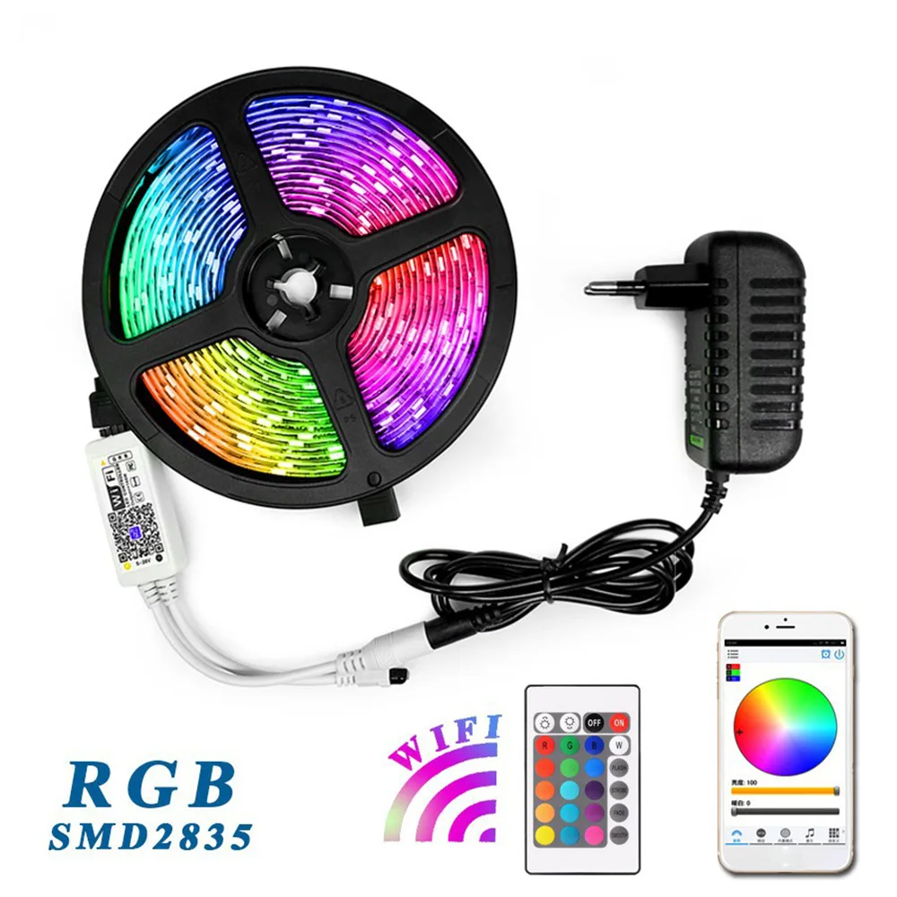 LEADLY 5/10/15M Wifi LED Strip Light RGB 5050 2835 Flexible Ribbon Led Tape Diode DC 12V String Strips | Лампы и освещение