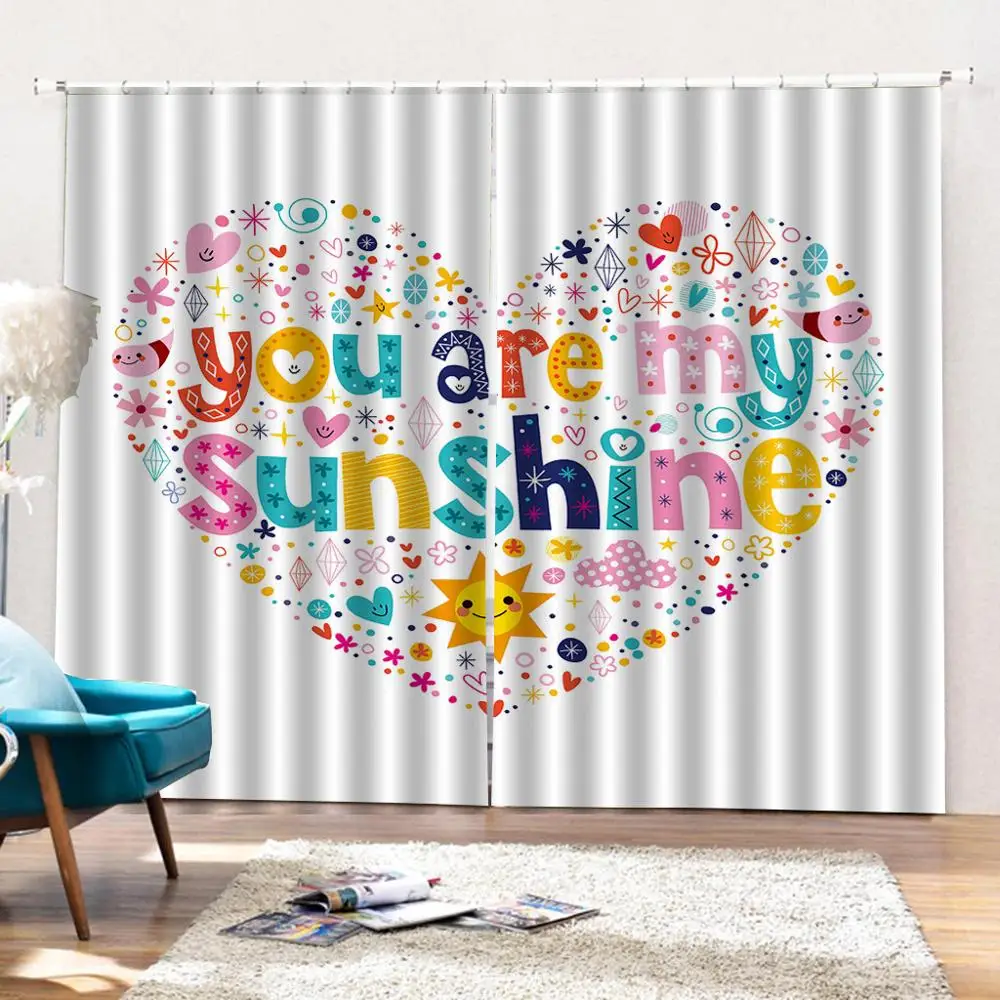 

heart curtains 3D Blackout Curtains For Living room Bedding room Drapes Cotinas para sala Decoration curtains