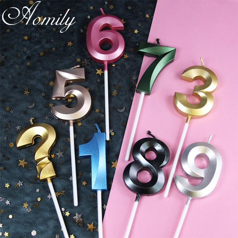 

3 Colors Happy Birthday Number Candles Home Wedding Cake Decoration Accessories New Year Party Cake Topper Baby Shower Candles
