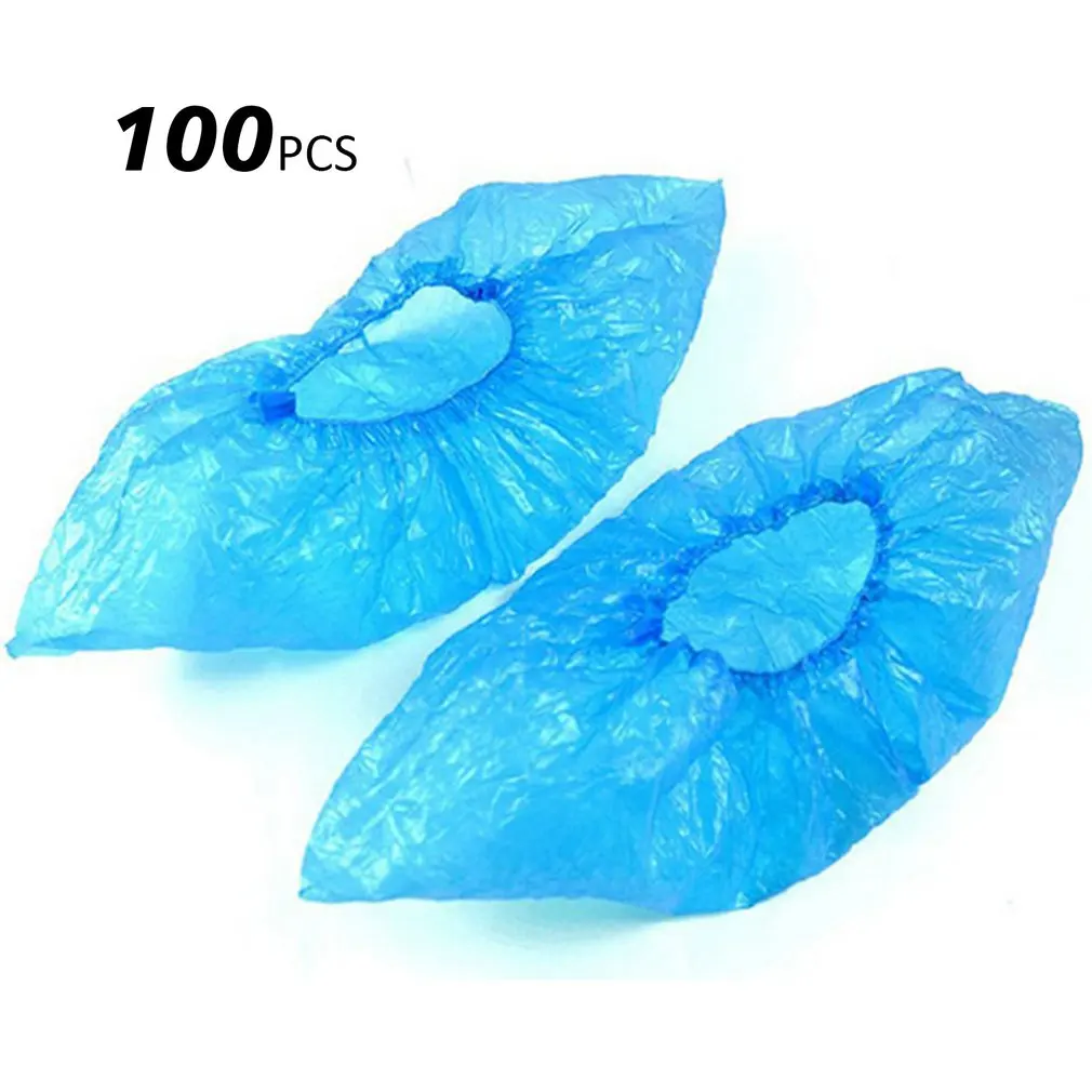 

100 Pcs Disposable Shoe Cover Plastic Foot Cover Thickened Design Good Durability Tough Enough Nested Design