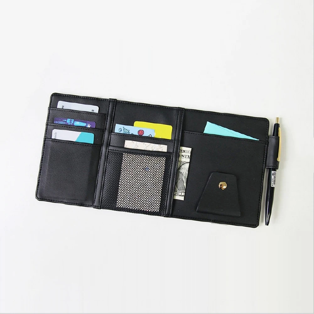 

Multifunctional Car Sun Visor Storage Bag Car Sun Visor Organizer Auto Interior Pocket Sunglass Fuel Card Storage Black