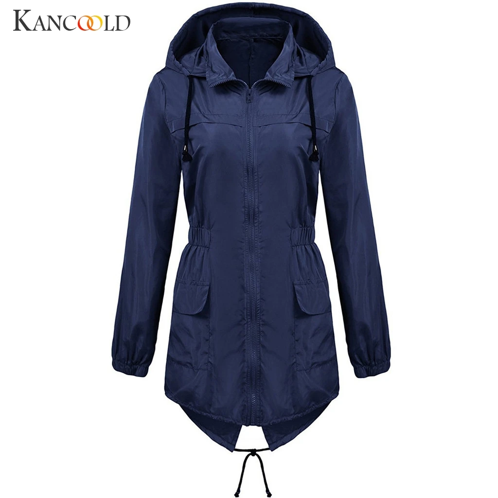 KANCOOLD Новые Длинные Куртки Женские однотонные дождевые куртки для улицы Большие