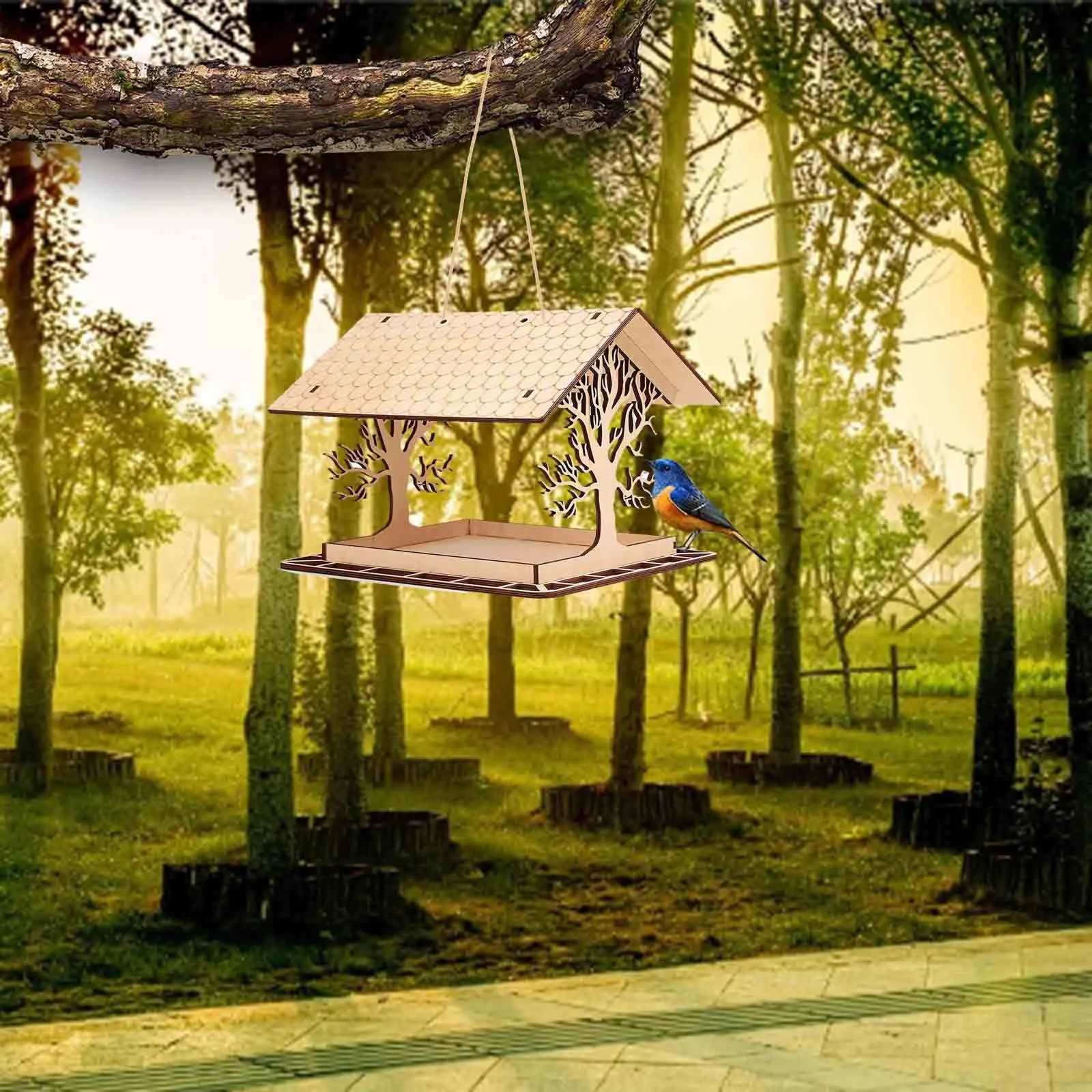 

Charming DIY Wooden Pet Home Garden Gift Courtyard Villa Balcony Feeder