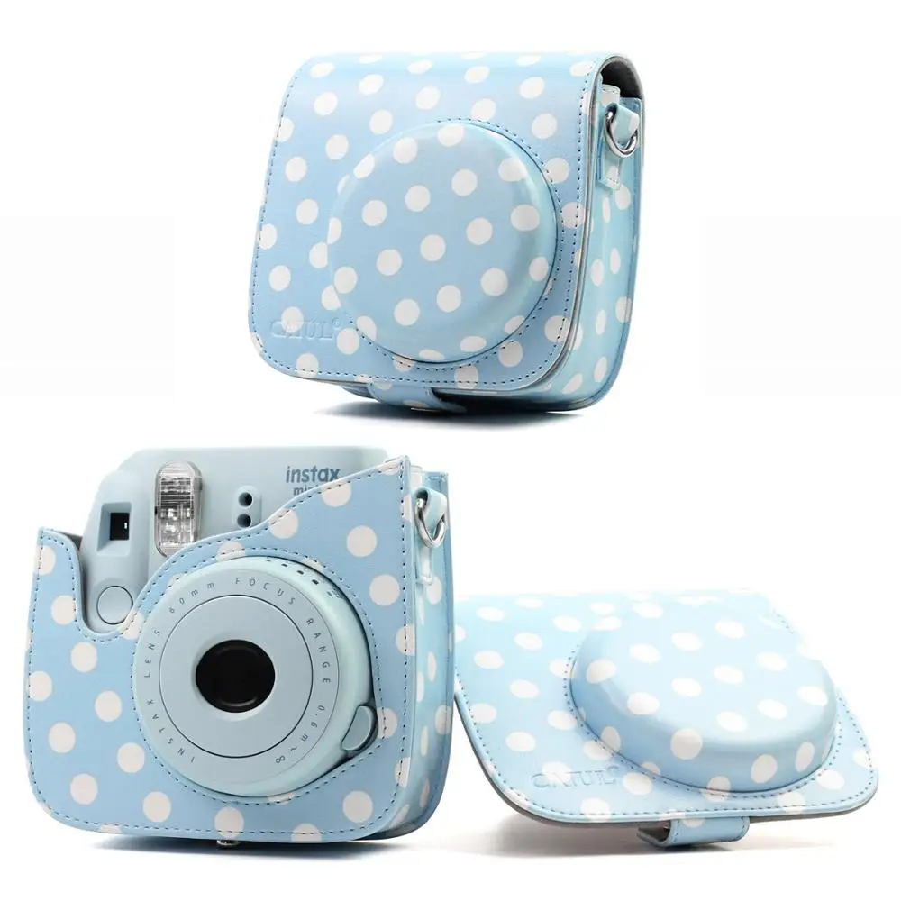 Spot blue Fujifilm Instax Mini camera Bag ColorfuI мгновенный аксессуар для камеры из искусственной кожи чехол с плечевым ремнем для Instax Mini 9 Min8 8 - Цвет: Spot blue
