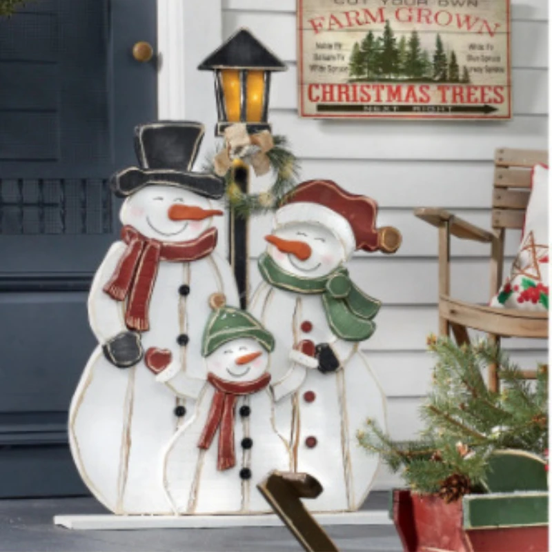 Decoraci&oacute;n divertida de Navidad para puerta de porche, adorno art&iacute;stico de madera para Patio, jard&iacute;n, exterior, Welocome, Pap&aacute; Noel, mu&ntilde;eco de nieve-1
