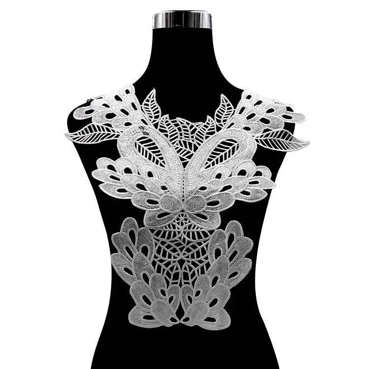 Высококачественные белые черные Венецианские кружева с вышивкой воротник