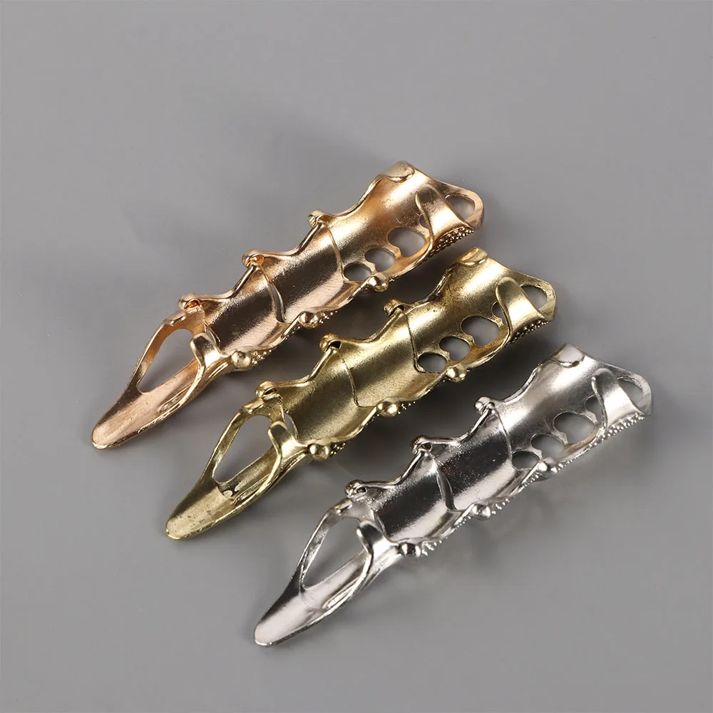 2022 NEW Cool Boys Punk Gothic Rock Scroll Joint Armor Knuckle Metal Full Finger Ring Gold Cospaly DIY Halloween decoration |