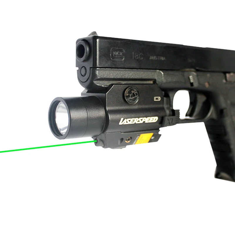 

Тактисветильник пистолет 450lm с зеленым лазерным прицелом для Glock страйкбольной Винтовки Пикатинни постоянной/мгновенной/стробоскопическо...