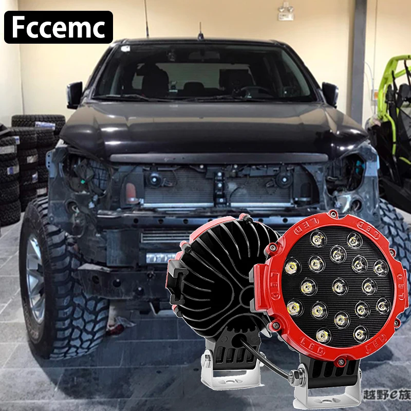 

LED Work Light 12/24V Driving New Headlights Reverse Bar Spot Lamp For Jeep Spotlight Square Round Road 7Inch with Amber Ambient