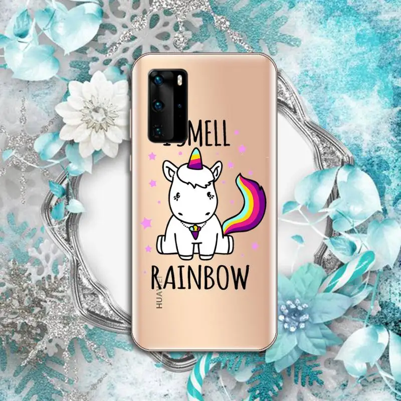 

Cartoon animal rainbow unicorn Phone Case Transparent for Huawei P honor 8 10i 20 30 40 smart 2019