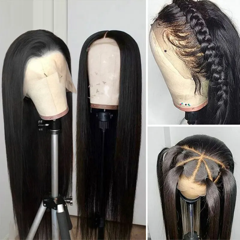 Парики из натуральных волос на кружеве, предварительно выщипанные 8-2" Pinshair, не Реми, бразильские 13*4 кружевные передние парики с детскими волосами 150