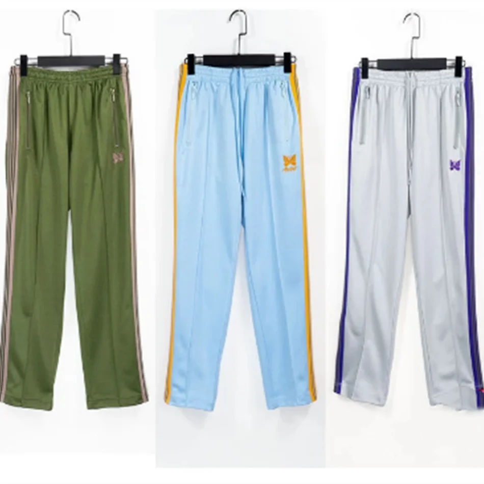 

Брюки мужские/женские с вышивкой «бабочка», в полоску