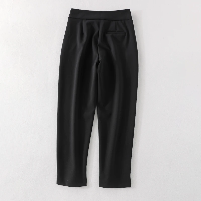 

Pants Women 2021 New Products In Spring And Summer Fashion Solid Zipper Placket Radish Shape Casual Pants Waist Metal Buckle