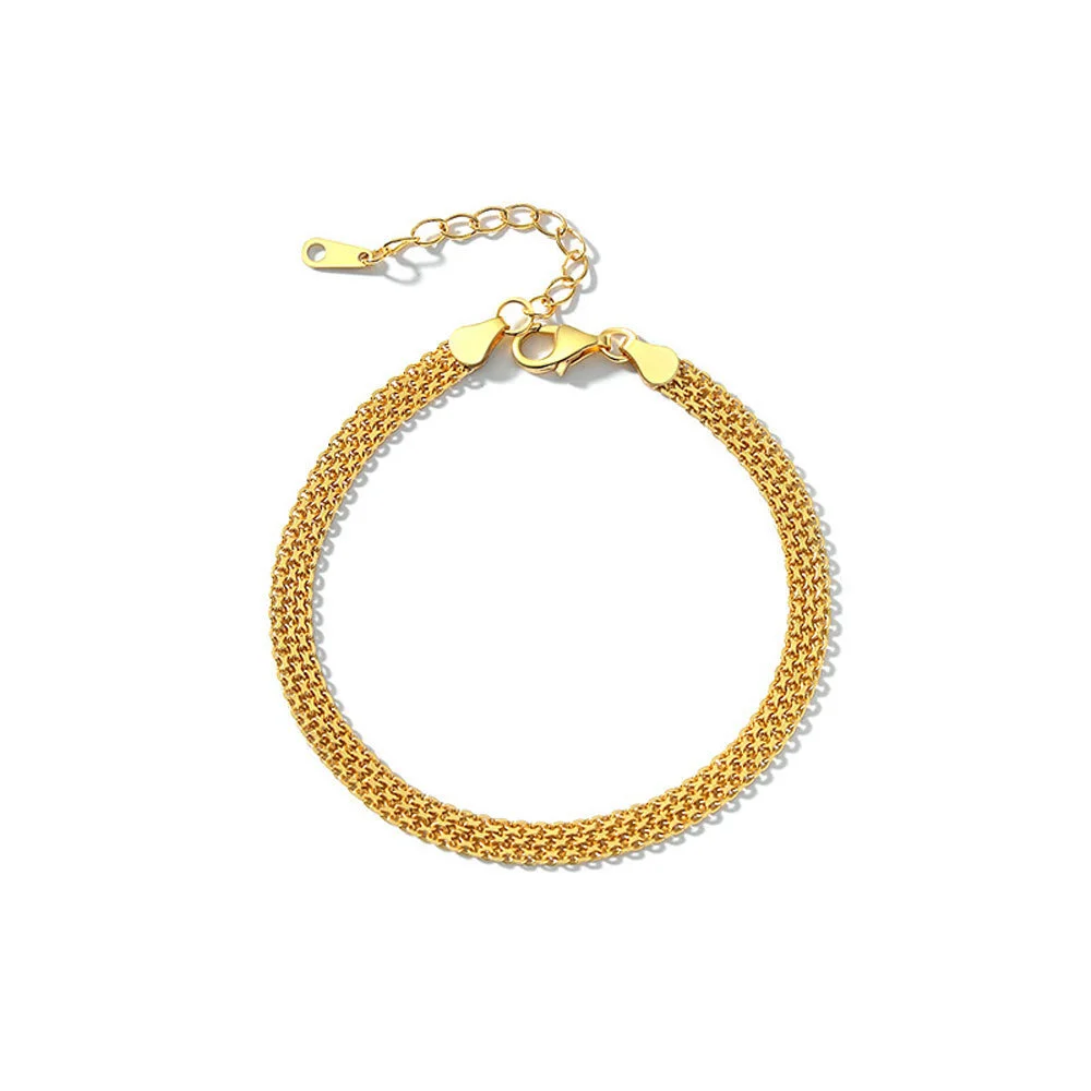 

Sterling Silver 925 Woven Designer Gold Chain Bracelet 2021 Trend Gift For Women Punk Gothic Style Accessories Fine Jewellery