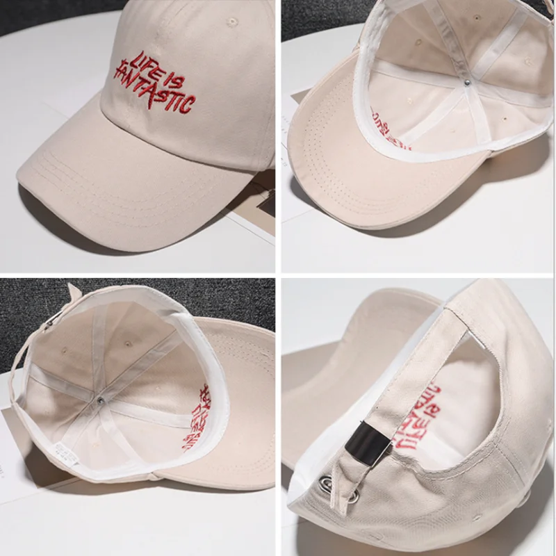 

Summer Fashion Dome Embroidery Printed Letters "life Is Fantastic" Caps Outdoor Sunscreen Canvas Baseball Caps for Men and Women