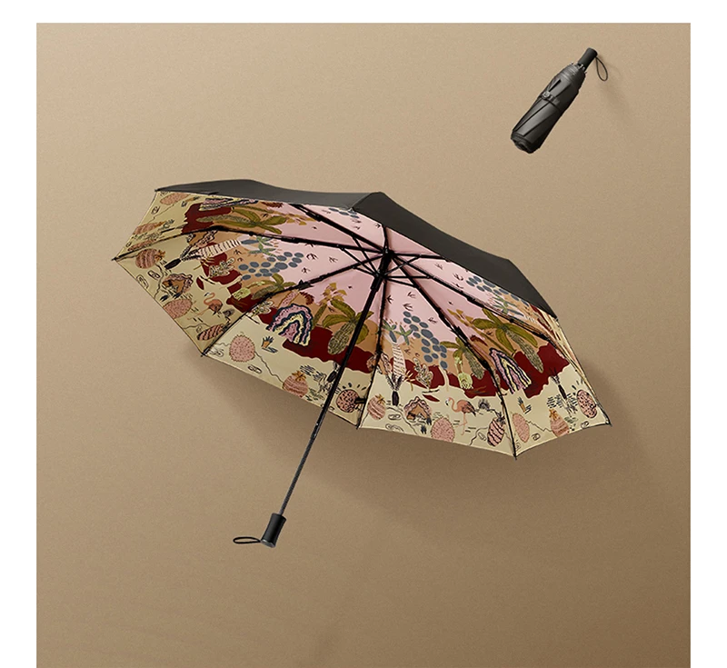 

Patio Windproof Umbrella Stand Anti Uv Cool Folding Umbrella Rain Women Art Multi Color Regenschirm Household Products BL50UM