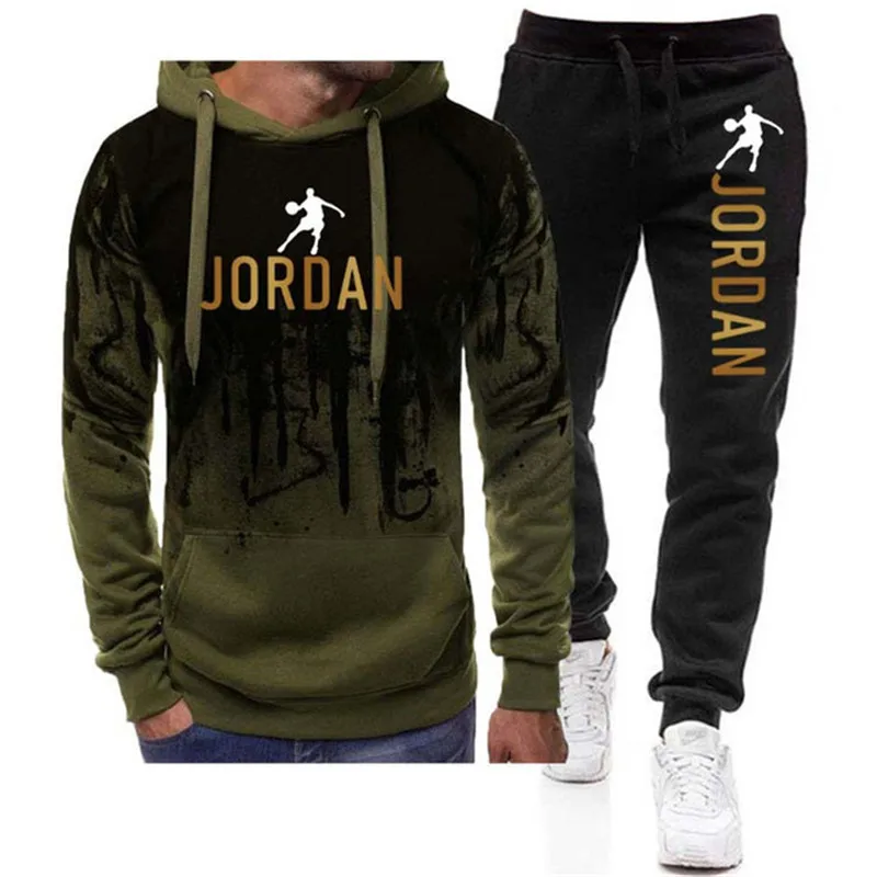 

Spring and autumn two-piece men's hooded sweatshirt + pants pullover hooded sportswear suit Ropa Hombre casual men's size M-3XL