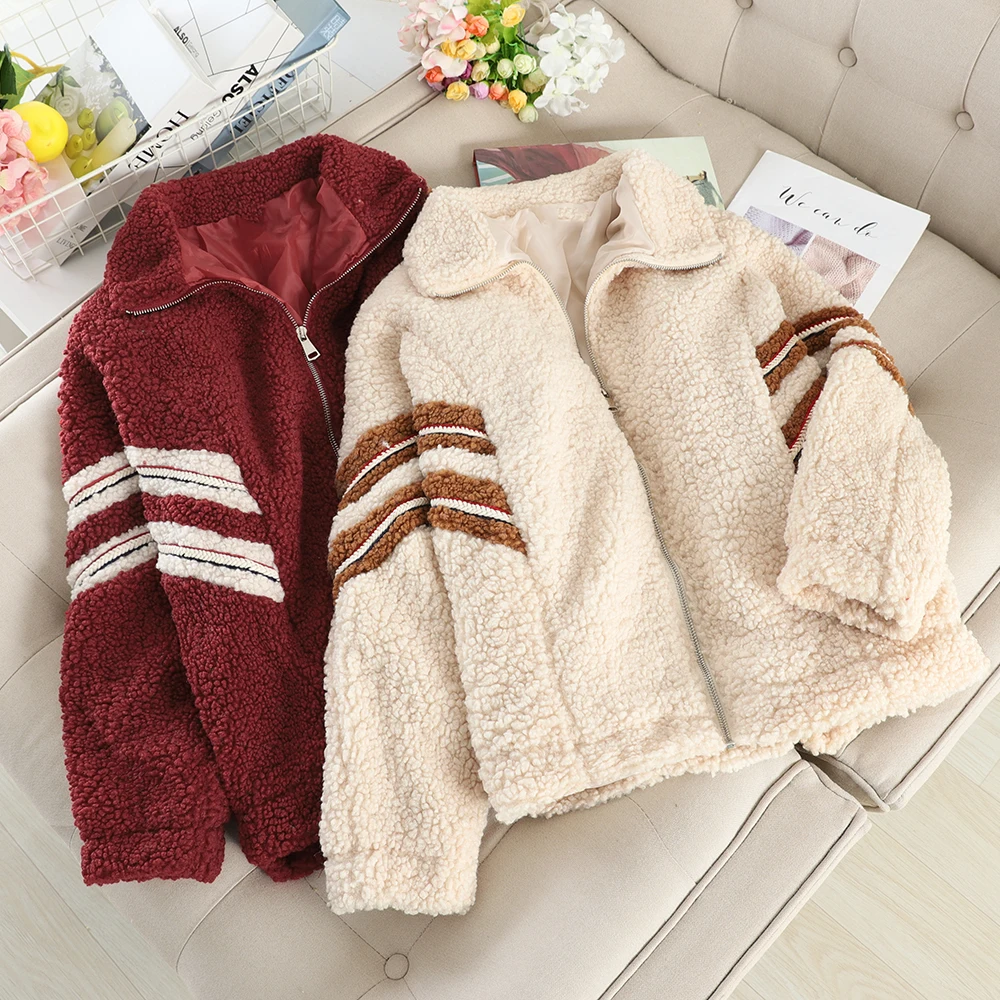 Женская плюшевая куртка из искусственного меха на молнии теплая Повседневная