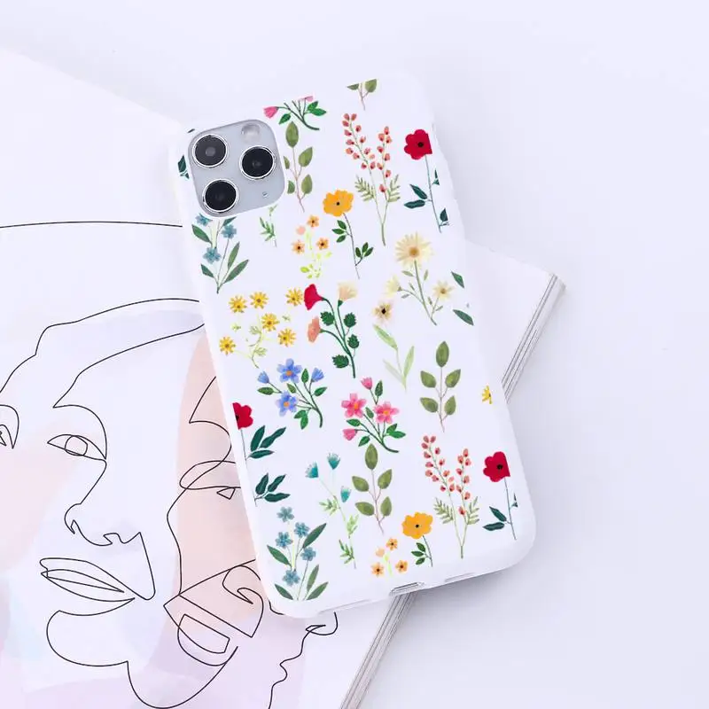 

Flowers art design pattern Phone Case Candy Color for iPhone 6 7 8 11 12 s mini pro X XS XR MAX Plus
