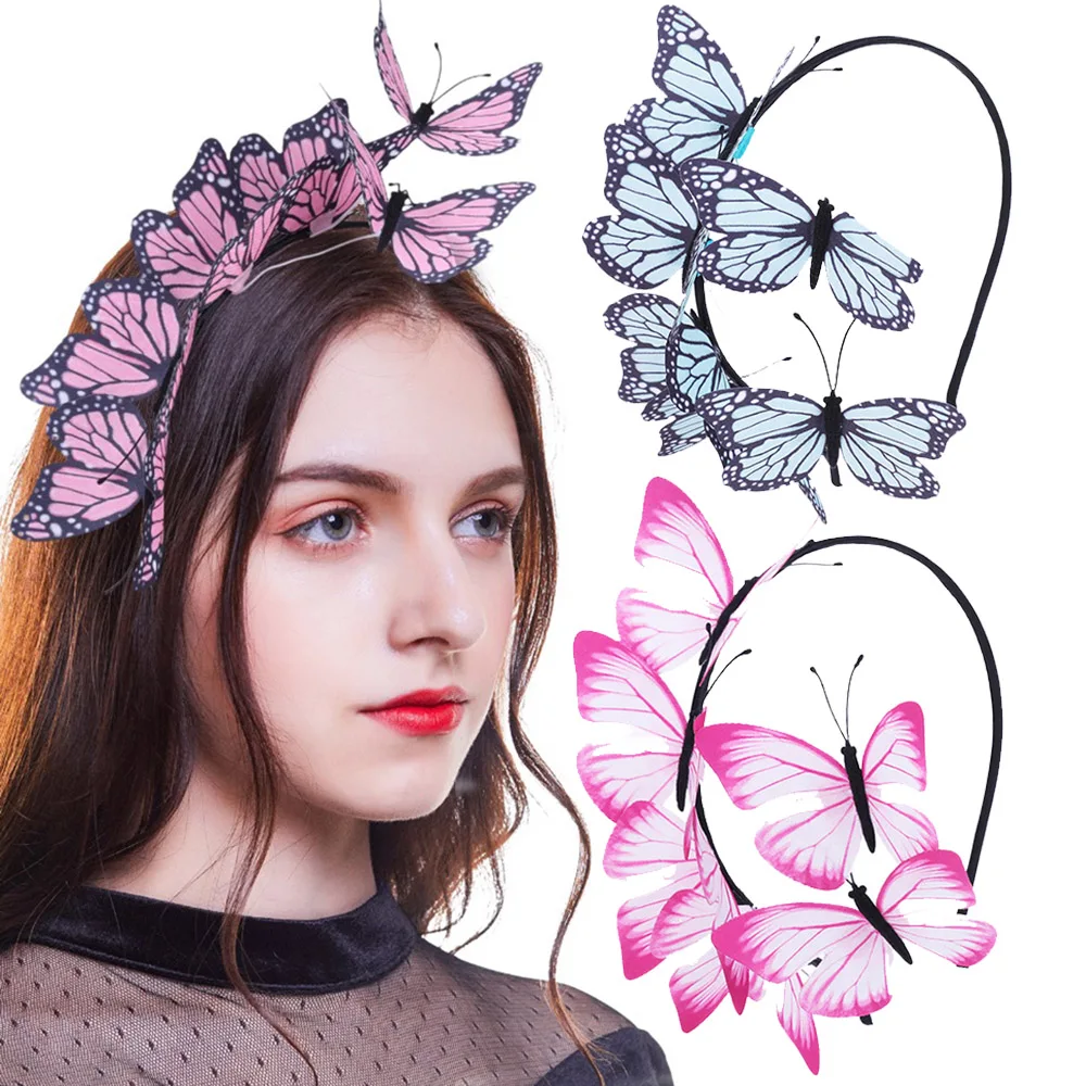 Женский обруч для волос Haimeikang ручной работы с разноцветными бабочками свадьбы| |