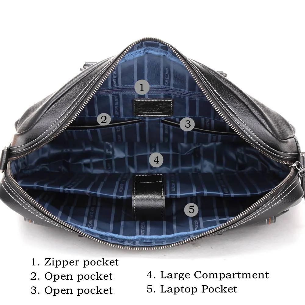 Bison Denim Fashion Brand Genuine Leather Men Bag Laptop Briefcase Male Crossbody Bag Business Men's Handbag Shoulder Bag