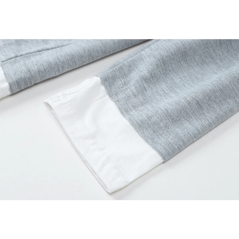 

Sweatshirt And Tops Women 2021 Spring Basic Boyfriend Spliced Streetwear Sweatwear Oversized Grey&Black Harajuku Fake 2 Pieces