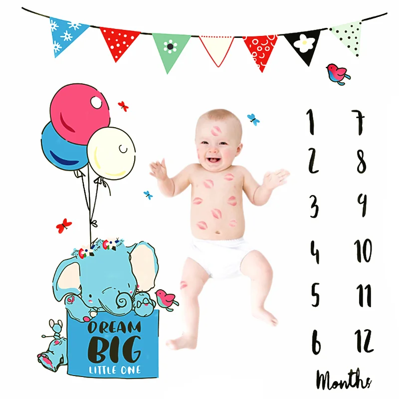 

Newborn Baby Monthly Milestone Blanket Play Mat Growth Photo Background Backdrop Diaper Carpet Photography Props Accessories