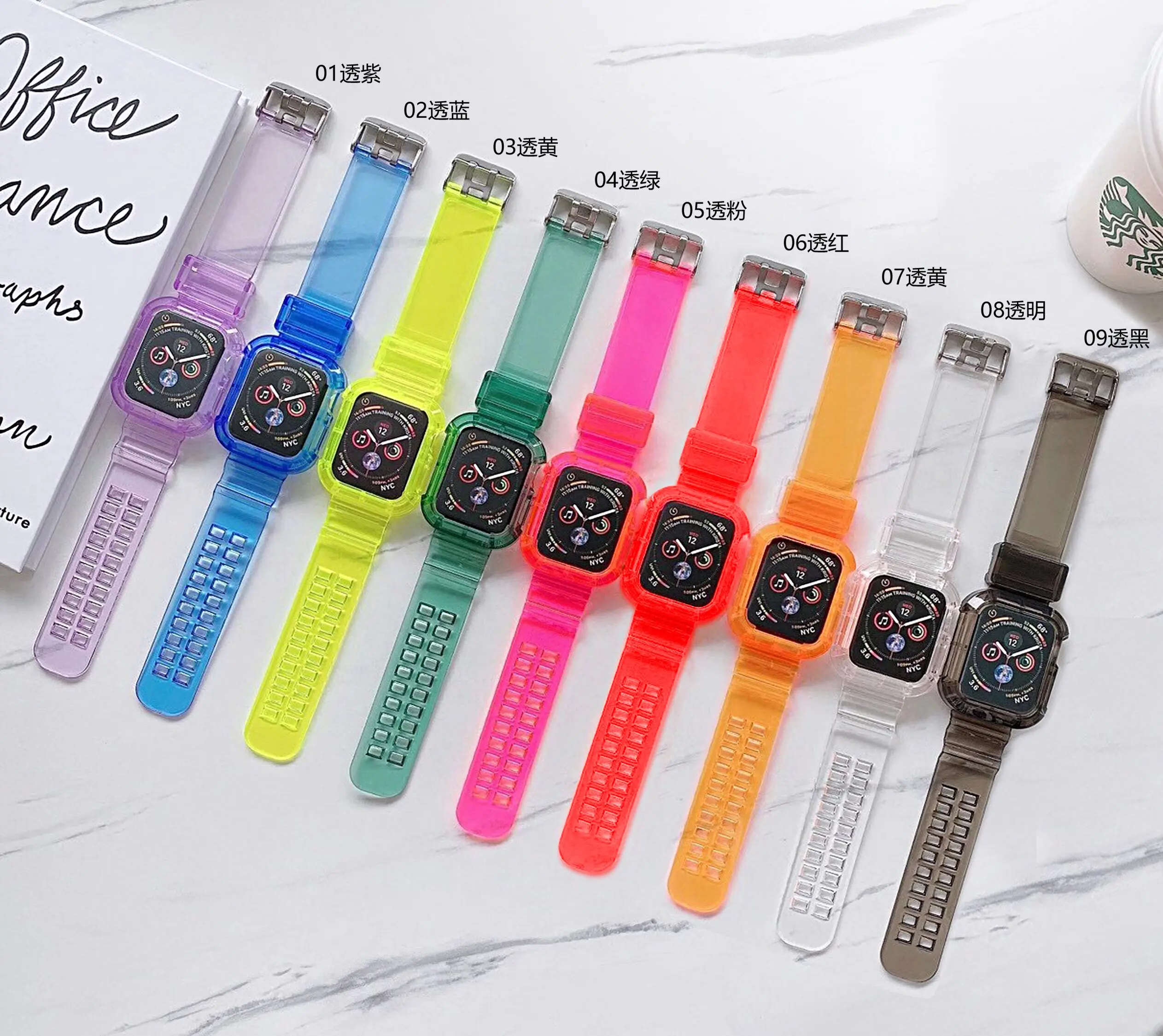 45MM Transparent Silicone Strap for Apple Watch Series 7 6 5 4 3 2 1 Band 40mm 44mm for Iwatch 7 41MM Waterproof Strap 38mm 42mm