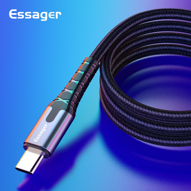 Essager светодиодный usb-кабель типа C кабель для быстрой зарядки кабель usbc для Xiaomi K20 samsung Oneplus 7 Pro провод для мобильного телефона