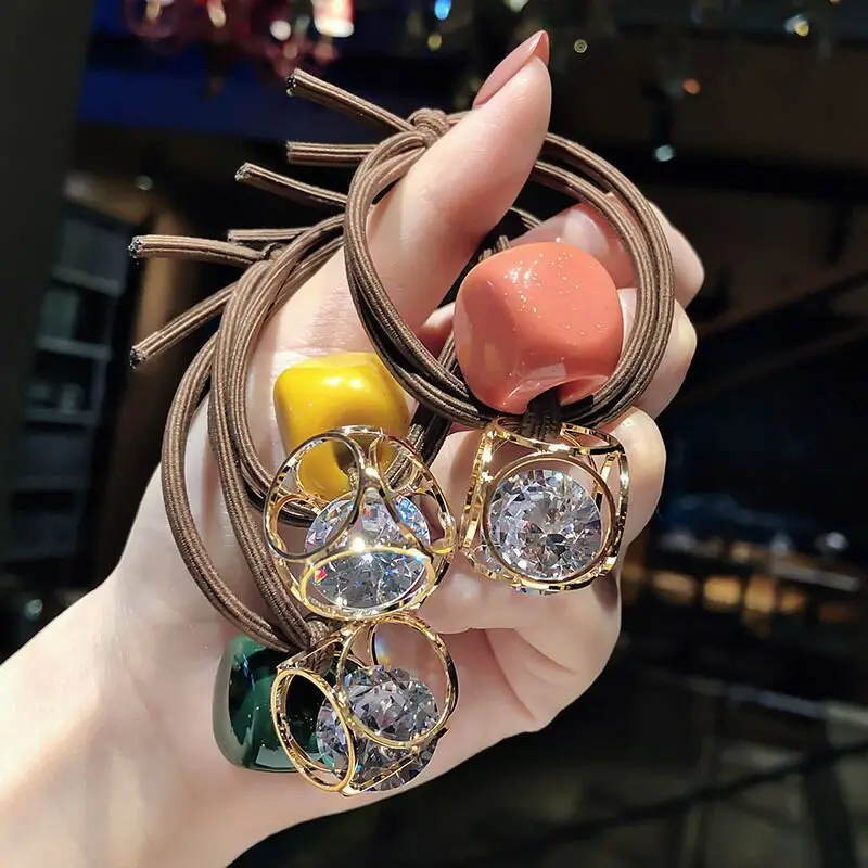 

Fashion Hollow Rhinestone Hair Tie Fresh Women's Crystal Rubber Band Head Rope Headdress Accessories