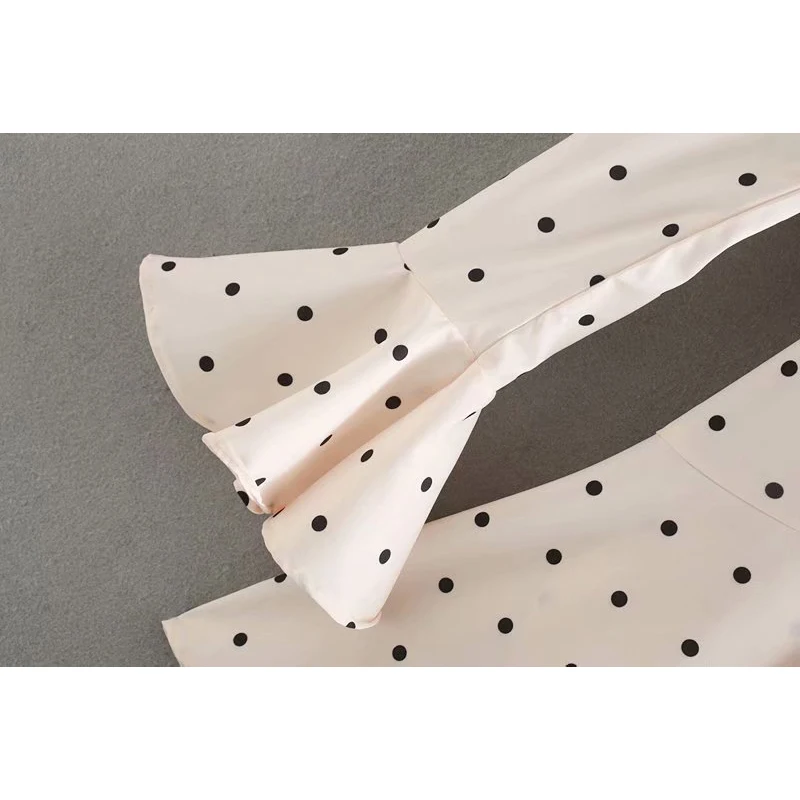 Женское платье с оборками Za элегантное свободное в горошек v образным вырезом и