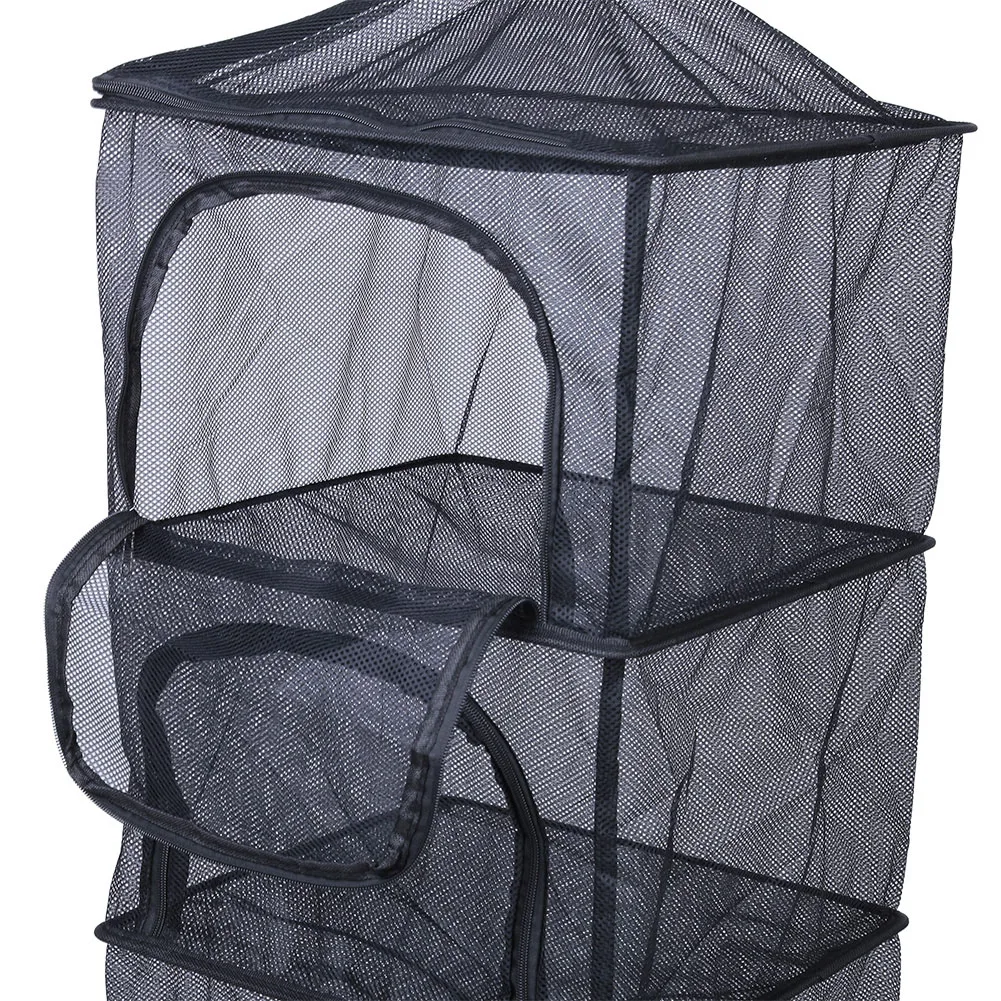 Camping Portable Dry Net Folding 4 Layer Hanging Mesh Foods Dish Outdoor BBQ Picnic Bag Rack Shelf Storage Basket Tableware | Спорт и