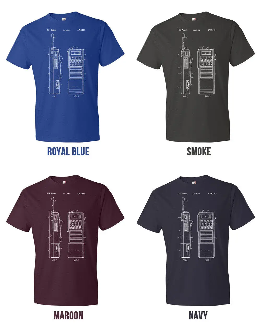 Two Way Radio T-Shirt T-shirt Walkie Talkie2018 Fashion Brand Men's Tops StreetWear Solid Color Short Sleeve |