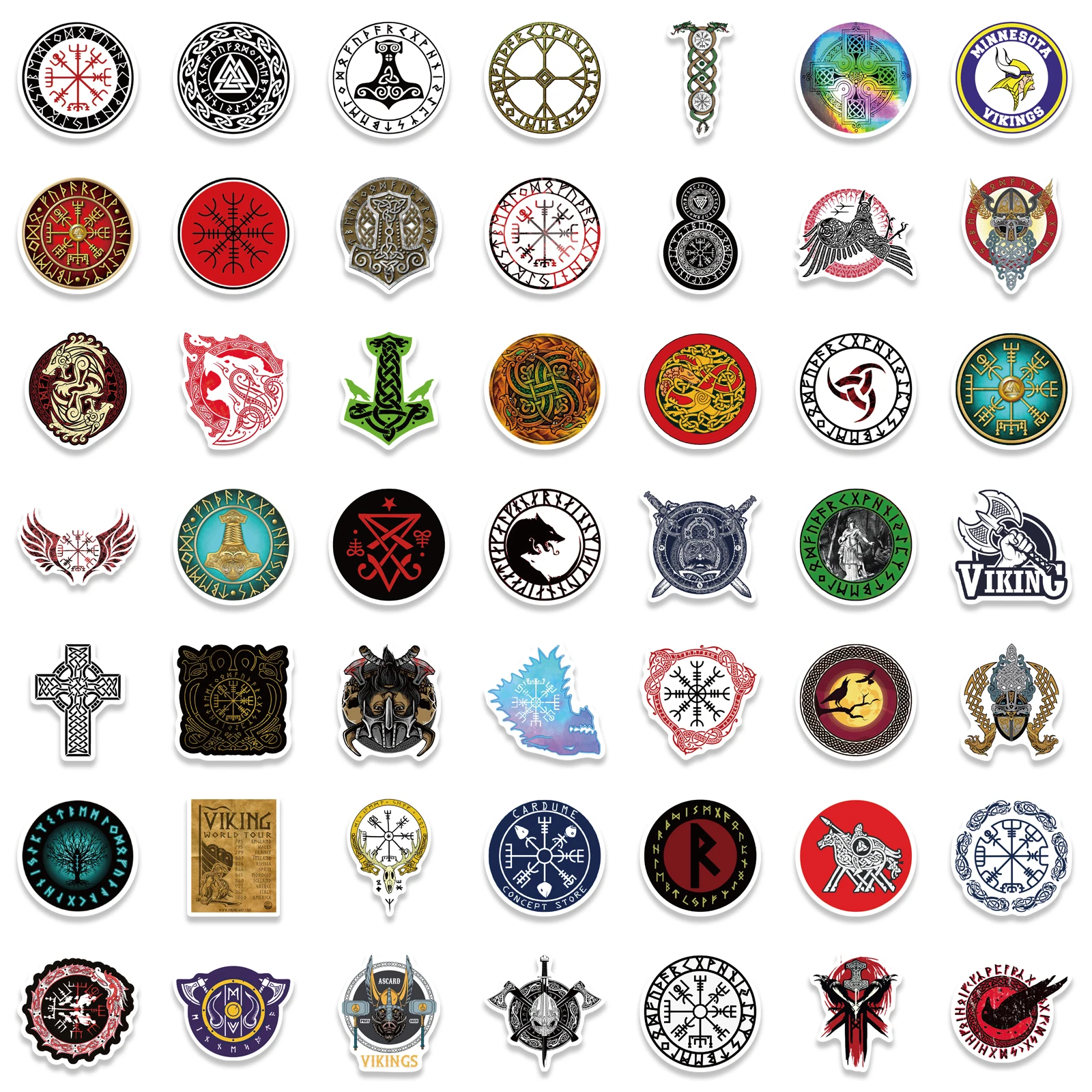 Стикеры в стиле ретро викингов пиратов таинственных тотем символов руны стикеры