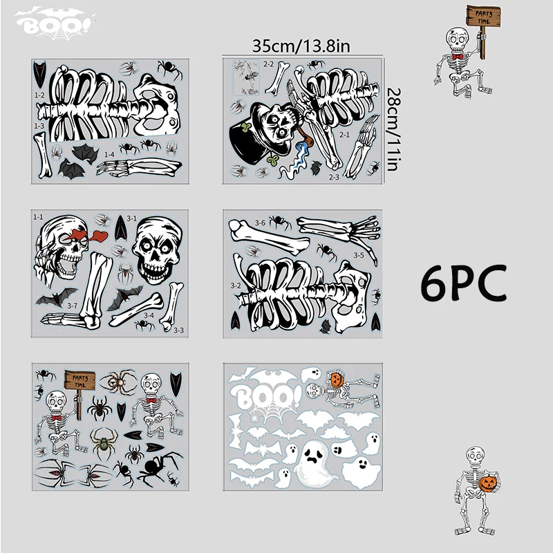 

Halloween Electrostatic Window Stickers Horror Skull Bat Spider Ghost Glass Door Decor Boo Happy Halloween Party Decor For Home