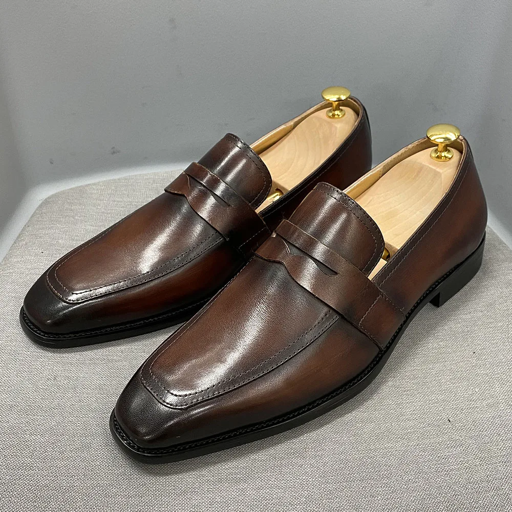 Brown Handmade Slip On Italian Style Office Formal Shoes