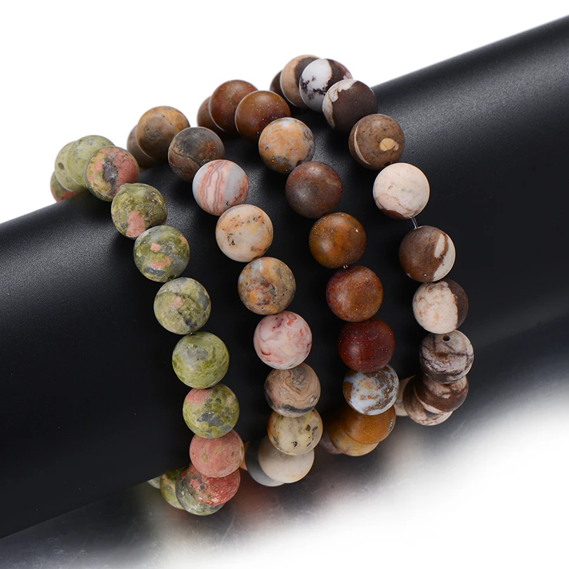 Vintage 10mm Matte Stone Yoga Strand Bracelets Couple Gift Unique Round Beads Boho Bracelet Handmade Men Jewelry Hot Sale | Украшения и