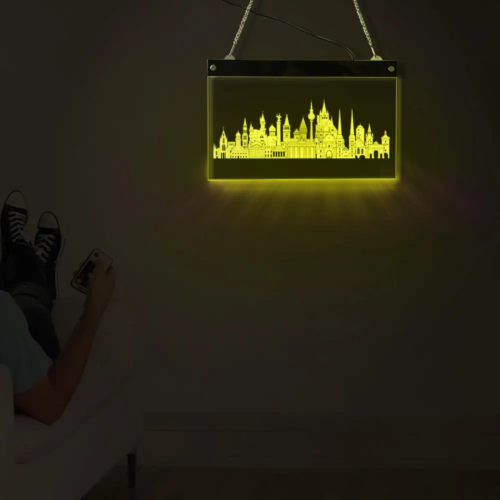 Германия Skyline светодиодный неоновый знак настенное художественное освещение ландшафт современного города настенная доска домашний декор Deutschland подарок-сувенир для туриста