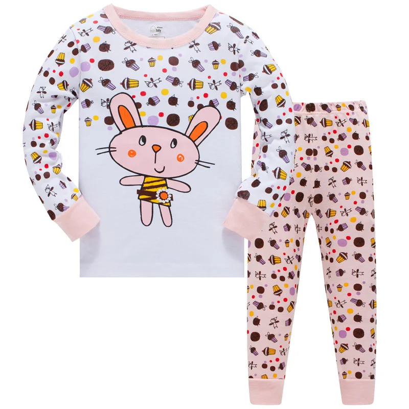 

2021 Kids Boys Girls Pajama Sets Cartoon Long Sleeve Cute T-Shirt Tops with Pants Toddler Baby Autumn Sleeping Clothes