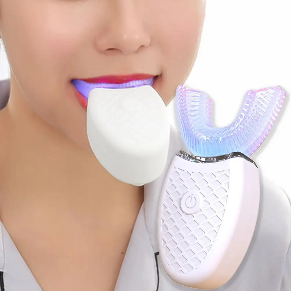 

Electric Toothbrush U-Shaped Ultrasonic Silicone 360 Degrees Automatic Blue Light Toothbrush for Home Use