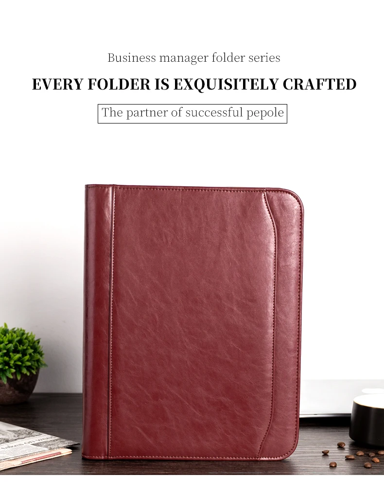 Папка для документов A4 с калькулятором на молнии из искусственной кожи|Папка