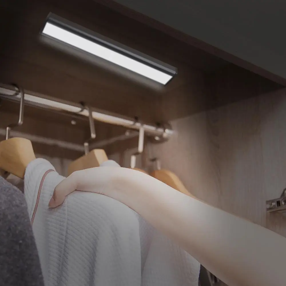 

Motion Sensor Closet Lights 20 LEDs Under Cabinet Lights, USB Rechargeable Stick-on Stairs Step Light Bar, Safe LED Night Light