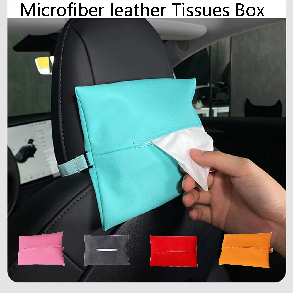 

Microfiber leather Tissues Box For Tesla Model 3 Y X S Hanging Hidden Tissues Holder 1Pc