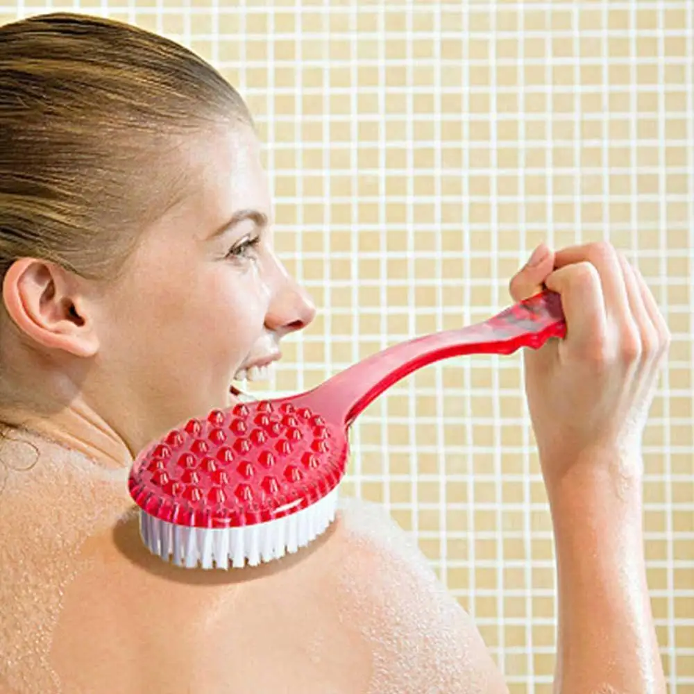 36.5x7x3cm Plastic Bath Brush Long Handle Scrubber Skin Massage Brush Back-Rubbing Brush Bathing Cleaning Tools 3 Colors