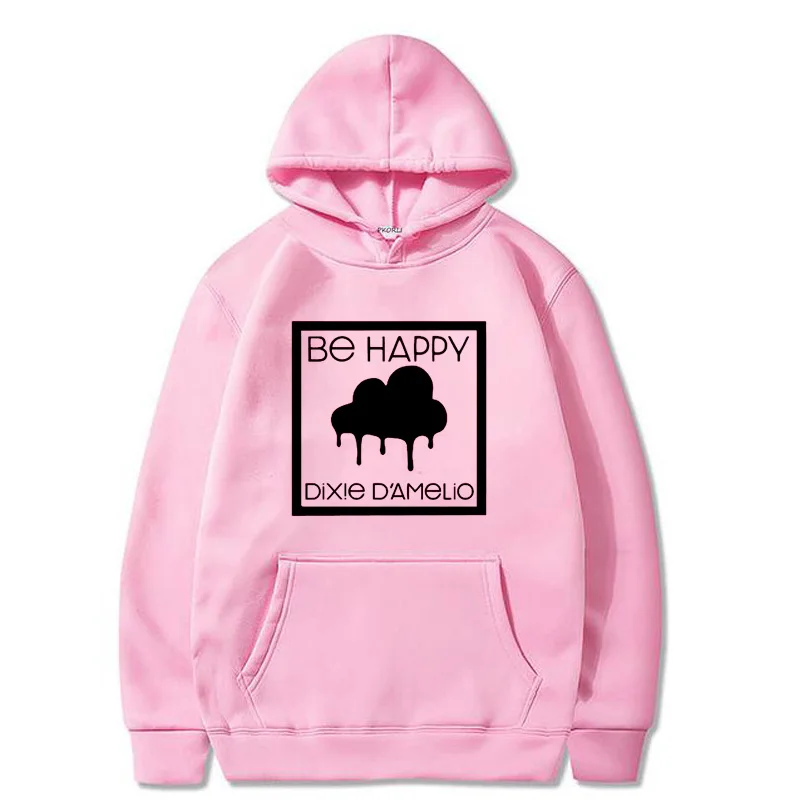 Charli Damelio Men Sweetshirts Streetwear Be Happy Dixie Damelio Men's Hoodies Pullover Tracksuit Winter Male Clothes Sportswear