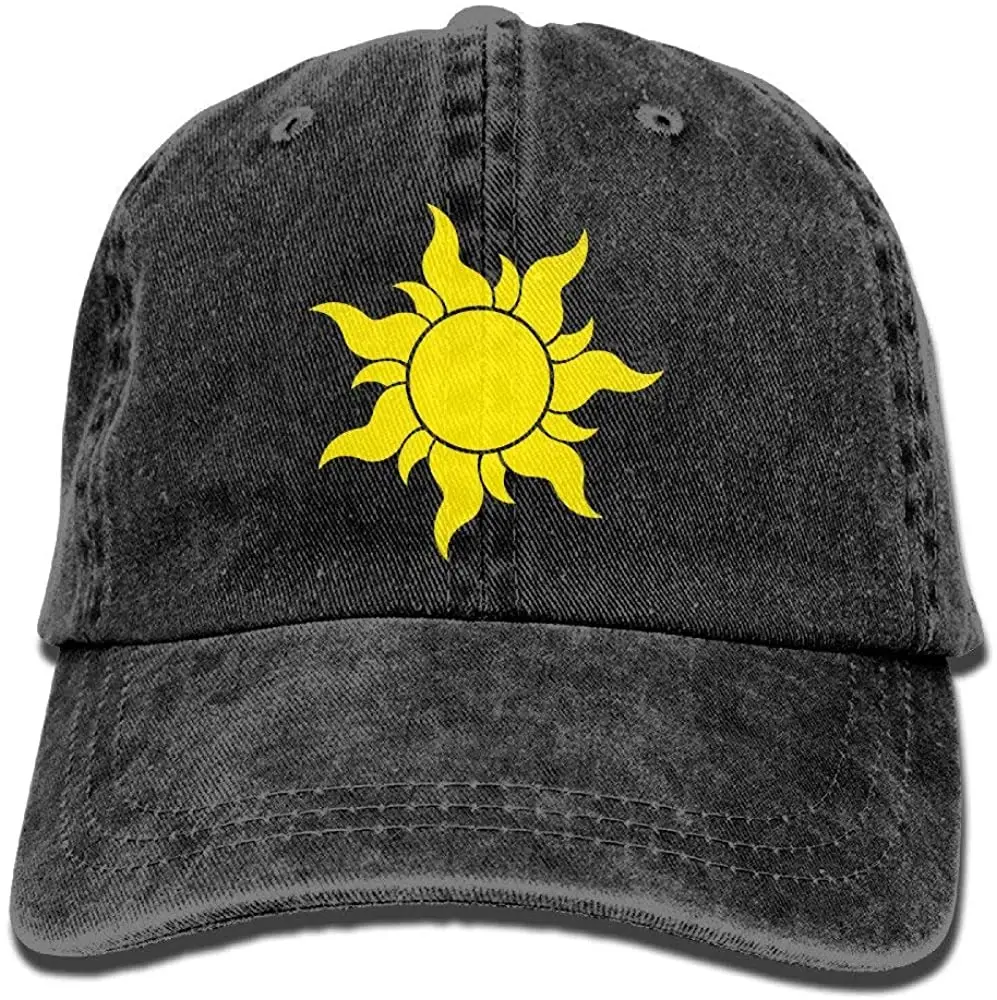 

Tangled Sun Symbol Unisex Adult Sport Washed Denim Baseball Cap Cotton