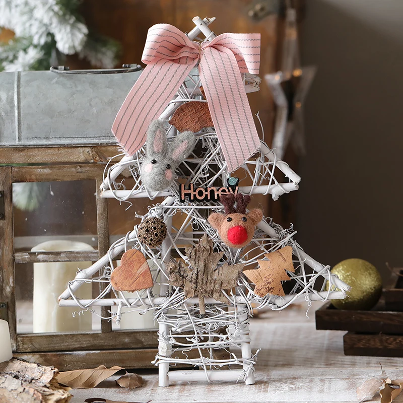 Рождественская креативная светящаяся деревянная рамка мини-дверь подвесное