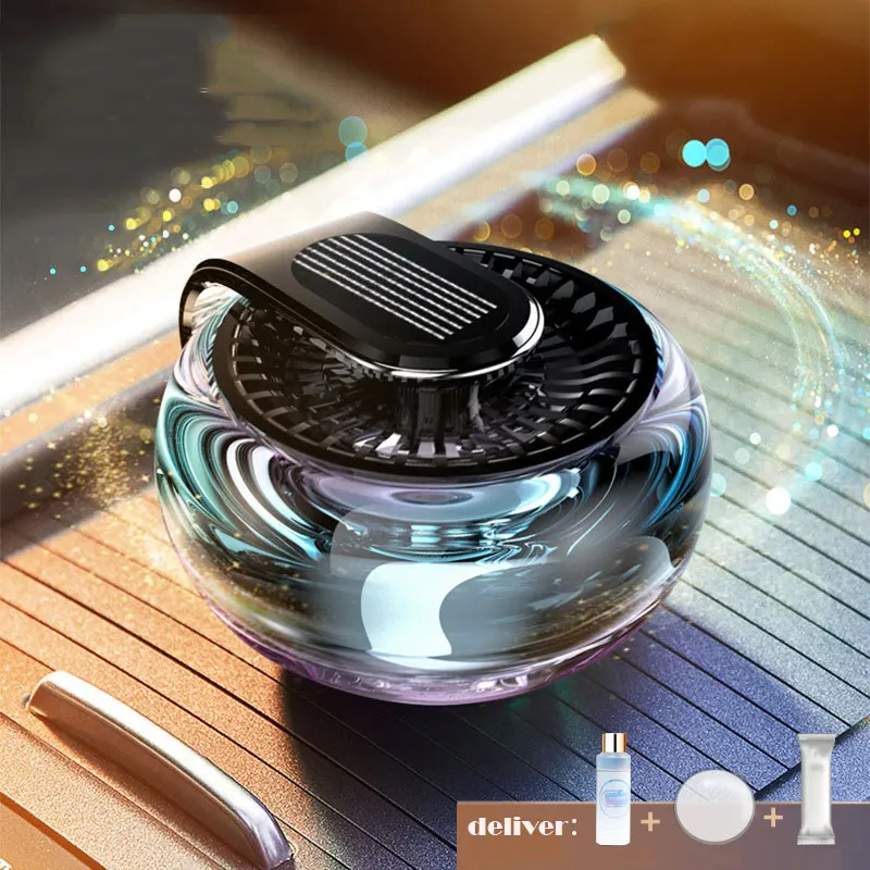 

Car Air Freshener Solar Automatic Carousel Aromatherapy Center Console Diffuser Air Freshener Cute Auto Interior Accessories
